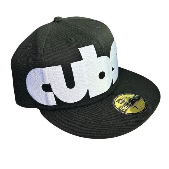 New Era Men's Black Chicago Cubs 59FIFTY Fitted Hat Checkered Undervisor - Picture 3 of 6